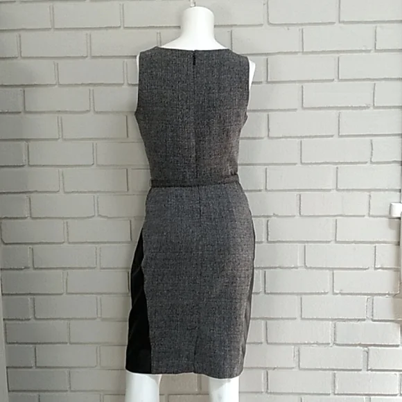 New York & Company Black/Gray Faux Leather Business Dress. Size 0 - Picture 5 of 11